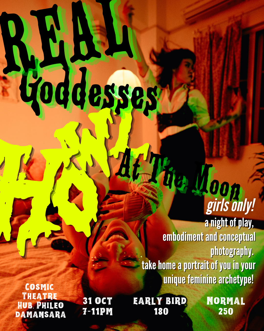 Promotional poster: Real Goddesses Howl at the Moon